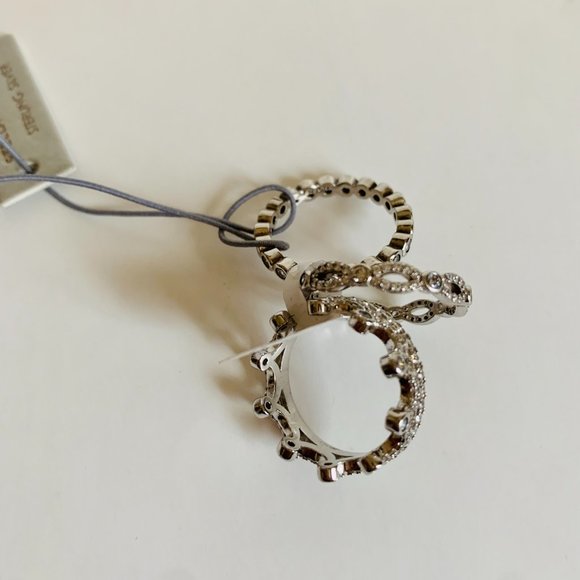 STELLA PICCIOTTO STACKABLE STERLING SILVER SET OF 3 RINGS CROWN WITH STONES - Picture 7 of 9